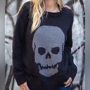 Wooden Ships Black and Gray Skull Sweater